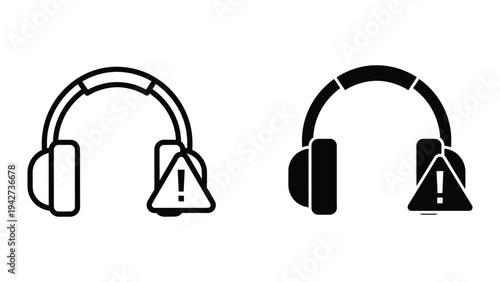 Headphones Warning Symbol Business Concept