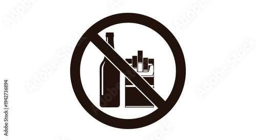 Simple vector graphic illustration design symbolizing the prohibition of alcohol and tobacco products clearly