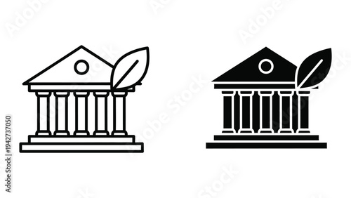 Government Building Leaf Icon Finance Growth