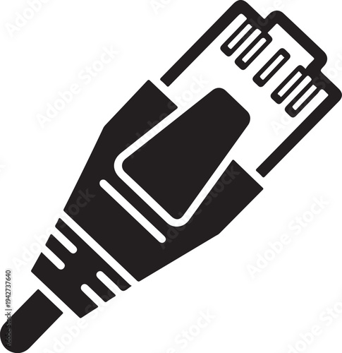 Ethernet RJ45 Plug Silhouette Vector Icon
