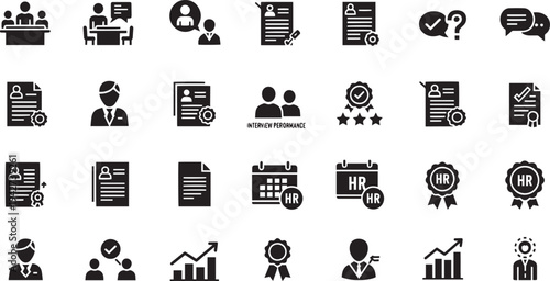 Human Resources and Recruitment Icon Set for Business Hiring Processes
