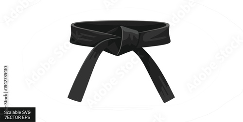 PrintBlack Martial Arts Belt Vector Illustration Isolated on White Background for Karate, Taekwondo, Judo Uniform Design and Combat Sports Branding