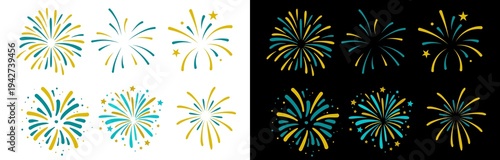 Party. Event. Celebration. Decoration firework set. New year fireworks vector illustration of an abstract background