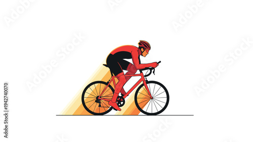 Dynamic cycling silhouette of speeding athlete in motion