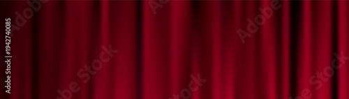 Elegant crimson drapes with smooth satin texture create luxurious theatrical atmosphere, perfect for sophisticated product presentations, festive banners, or premium stage designs.