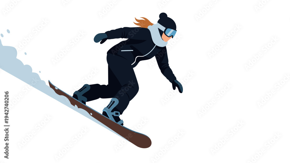 Obraz premium Dynamic snowboarding adventure: winter sport action with snow trail