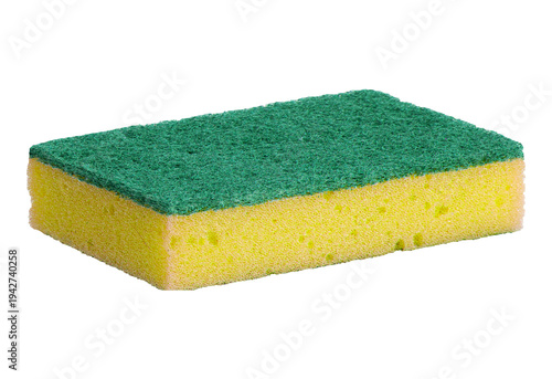 Foto Bright green sponge bar for cleaning and scrubbing surfaces isolated on transpar