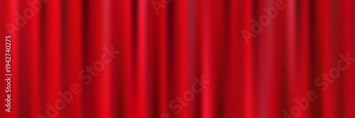 Dramatic theatrical drapes in rich crimson create a sophisticated backdrop for luxury displays, entertainment posters, or festive presentations with elegant satin texture.