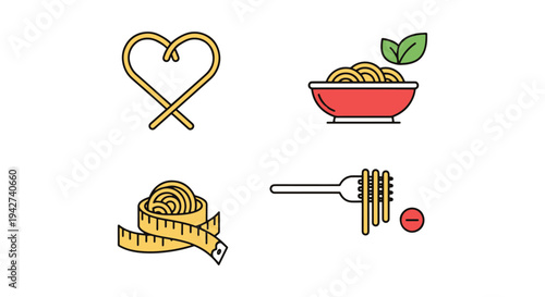 Low Calorie Pasta Line art creative fluid abstract vector