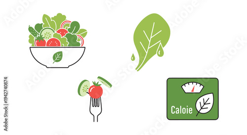 Low Calorie Salad Line art creative abstract color vector design