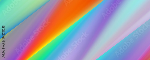 Abstract holographic background with iridescent gradient flows. Futuristic blue chrome texture with pearlescent light effects and soft pastel colors creating fluid 3D design. Vector illustration.