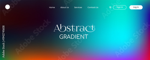 Web page mockup featuring abstract gradient backgrounds, navigation elements, and trendy UI design for homepage layouts and digital marketing sites. Vector illustration.