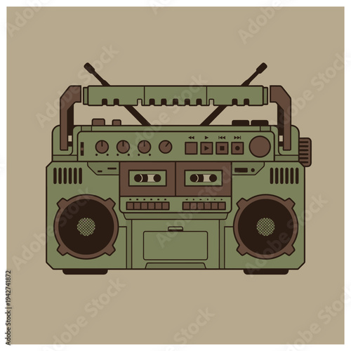 Boombox Vintage Ghetto Blaster Music Player Audio Device Illustration
