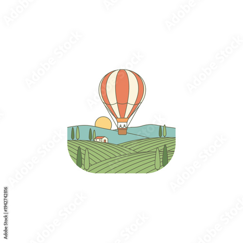 Hot Air Balloon Adventure Over Scenic Landscape.