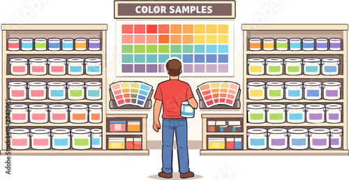 Man choosing paint color samples for home renovation