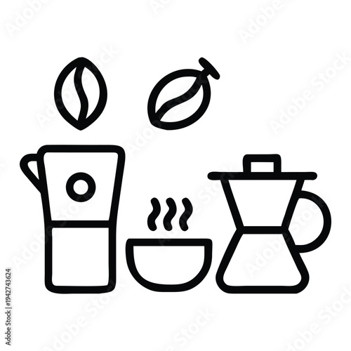 Coffee Preparation Elements Illustration