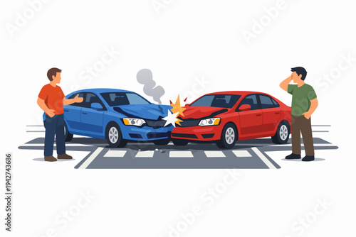 Drivers having car accident collision at intersection
