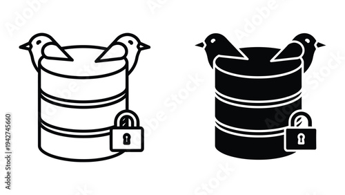 Database Security Lock Birds Data Protection