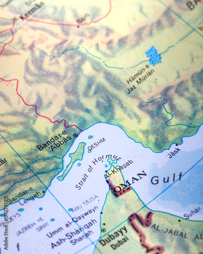 Strait of Hormuz Map Between Iran and Oman Strategic Oil Shipping Route