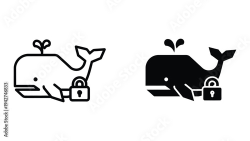 Whale Lock Security Icon Technology