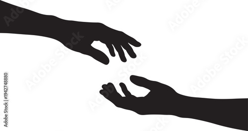 Vector illustration of two hands reaching for each other
