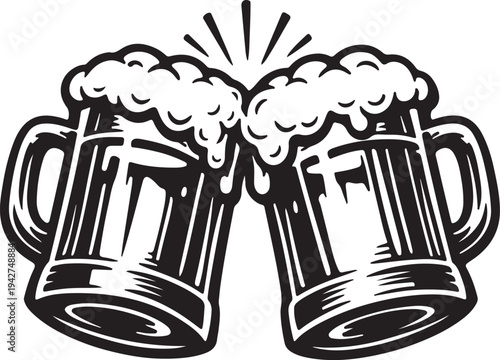 Beer Cheers Mugs Line Icon