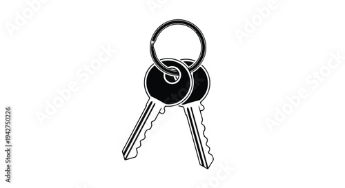 A set of two keys on a metal ring