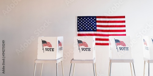 Принти на полотні Voting booths with American flag