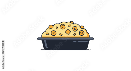 Mac and Cheese Casserole Line modern pastel abstract color illustration