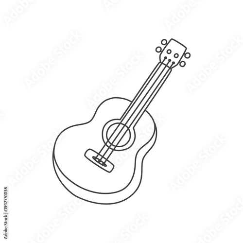 Outline guitar music icon isolated flat style design.