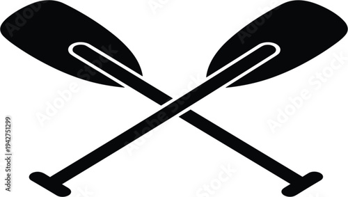Crossed Oars Icon in Silhouette Style for Rowing, Boating, Water Sports, Marine Adventure, and Nautical Club Logo Design