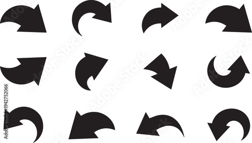 Curve bold arrow icon set, direction arrow sign and symbol. vector illustration eps 10 file. 
