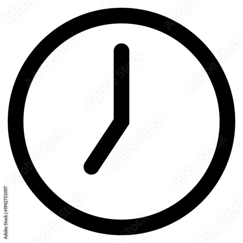 Minimalist Clock Icon Indicating Seven O'Clock, Simple Line Art Vector