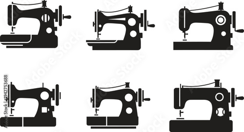 Sewing machine icons: vintage and modern designs