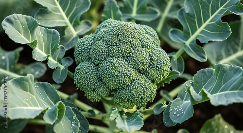 Fresh Organic Broccoli Growing in Agricultural Field at Sunset – Healthy Green Vegetable Crop