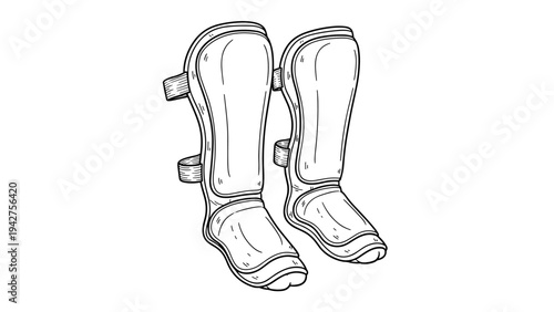 Hand-drawn shin guards: sketch style protective gear for soccer and sports enthusiasts
