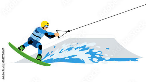 Exciting wakeboarding action with vibrant colorful waves