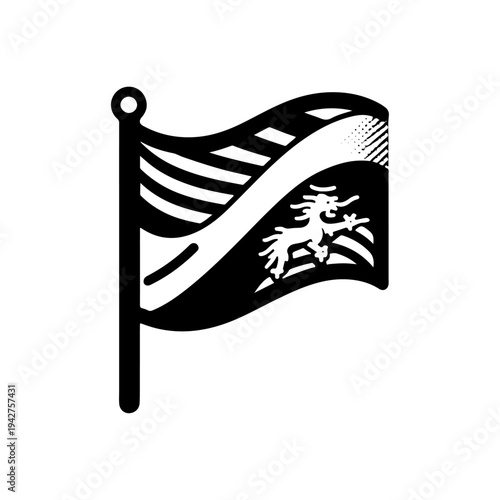 Bhutanese Prayer Flag Vector – Silhouette Icon on White Background for Zhabdrung Remembrance Day

