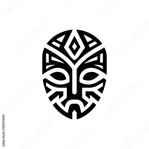traditional bengali mask vector icon – festival parade silhouette on white background


