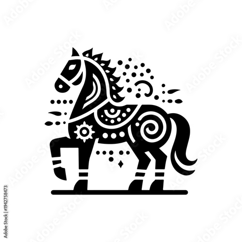 Single Vector Fill Silhouette – Ceremonial Horse Icon (Ghode Jatra Festival)
