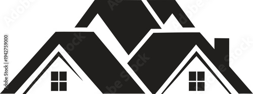 Stylized black house roofs icon on white background