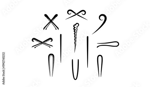 
Elegant hairpin and bobby pin icon collection in minimal vector style isolated on white