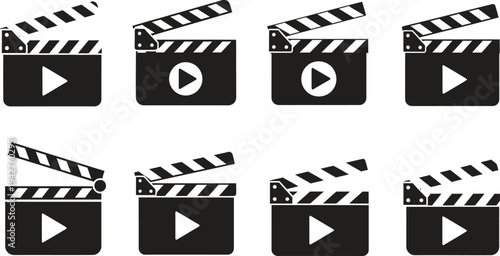 Set of play button and clapperboard icons