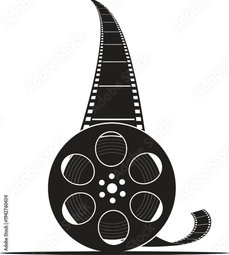 Film reel with unfurling film strip