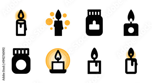 Minimalist candle icons collection for creative projects and designs