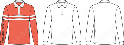 Three polo shirts with different and colors including red white and gray red shirt white shirt gray shirt