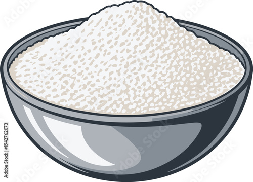 Milk powder in bowl food vector on white background.