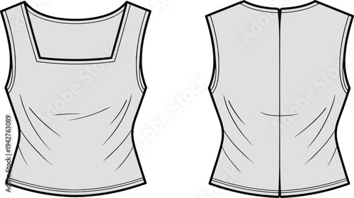 Two gray tank patterns with different necklines and seam details tank gray clothing 1