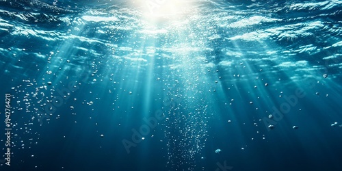 Sunlight Filtering Through the Deep Sea Water, Creating a Serene and Ethereal Underwater Ambiance