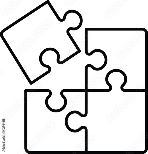 A simple black and white illustration of a jigsaw puzzle